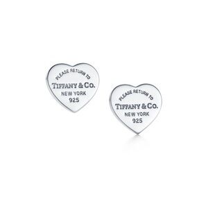 Return to Tiffany Heart Tag Stud Earrings in Silver